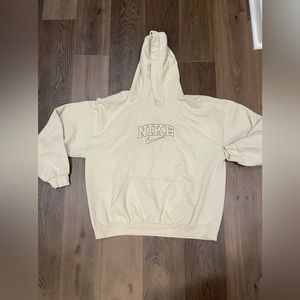 CREAM NIKE HOODIE MENS MEDIUM